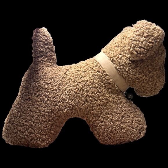 POTTERY BARN Cozy Teddy Faux Fur Dog Pillow Sherpa Plush Puppy Bell Collar - Picture 4 of 7